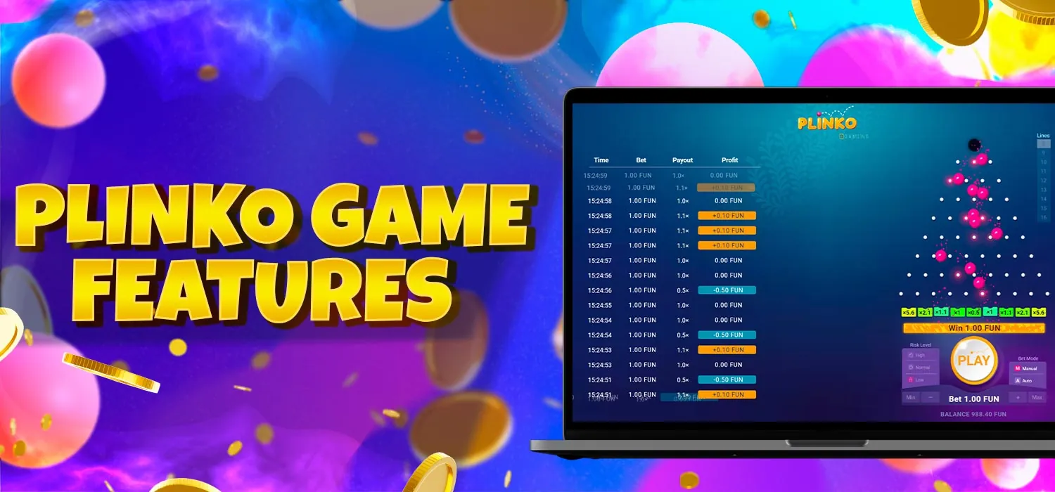 Main features of the Plinko game